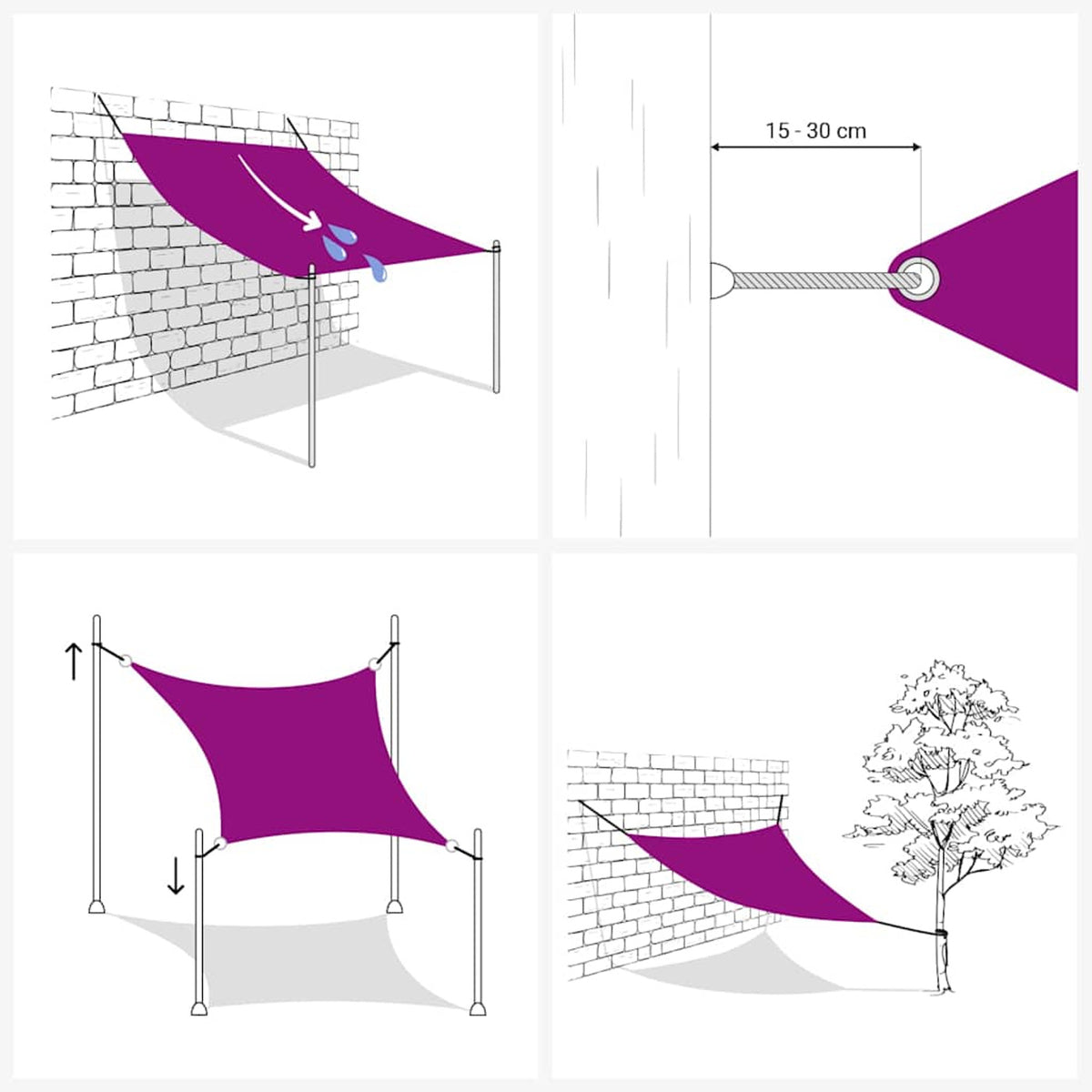 Sunshade Sail Oxford Fabric White Water Resistant UV Resistant Variant 8