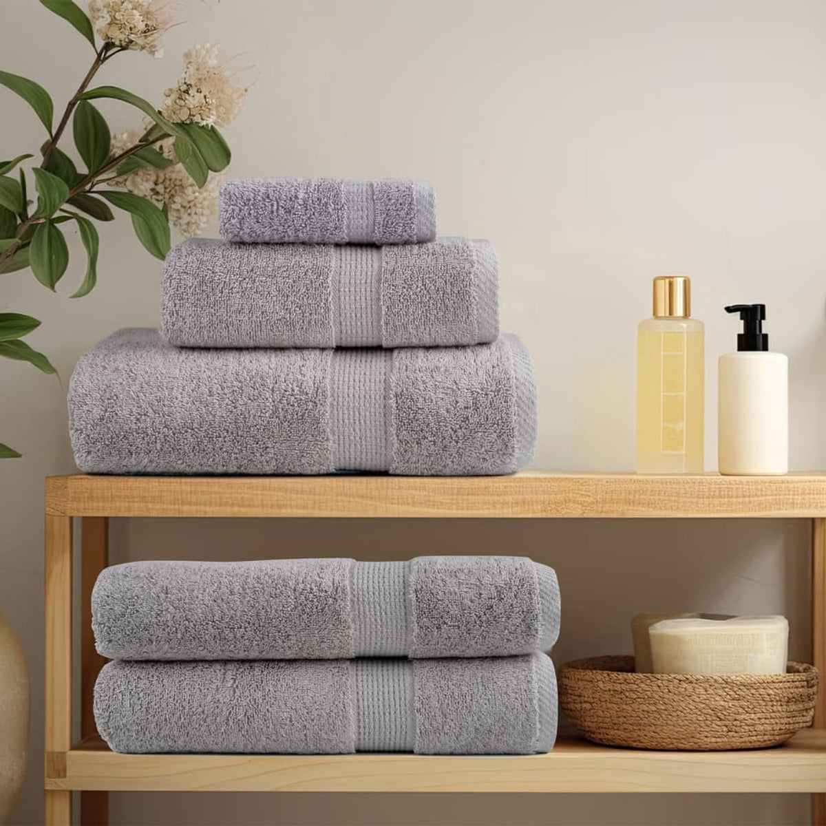 Towel Cotton Grey 30 x 30 cm Bathroom Bath Linen Home Towels 2 pcs Variant 2