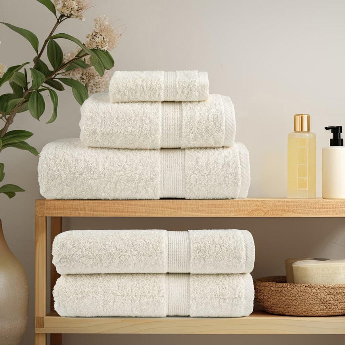 Towel Cotton Cream 30 x 30 cm Bathroom Bath Linen Home Towels 10 pcs Variant 2
