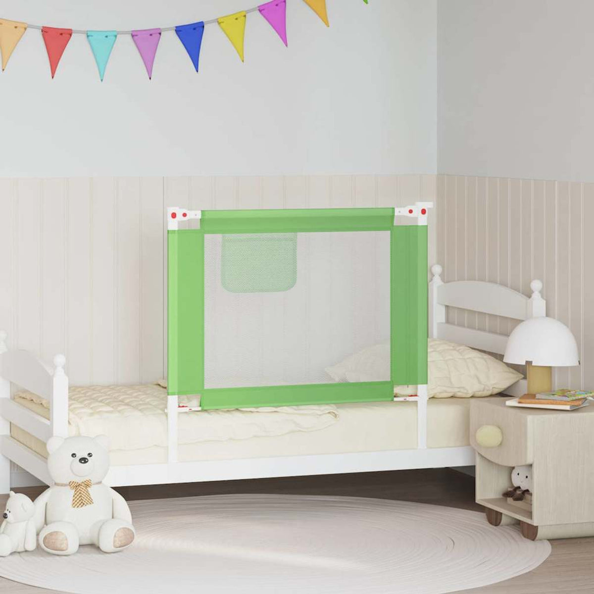 Toddler Safety Bed Rail Fabric (100% Polyester) Green 90 x 25 x 95 cm Bedguard