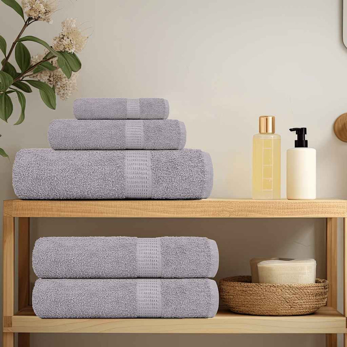 Towel Cotton Grey 50 x 100 cm Bathroom Bath Linen Home Bath Towels & Flannels