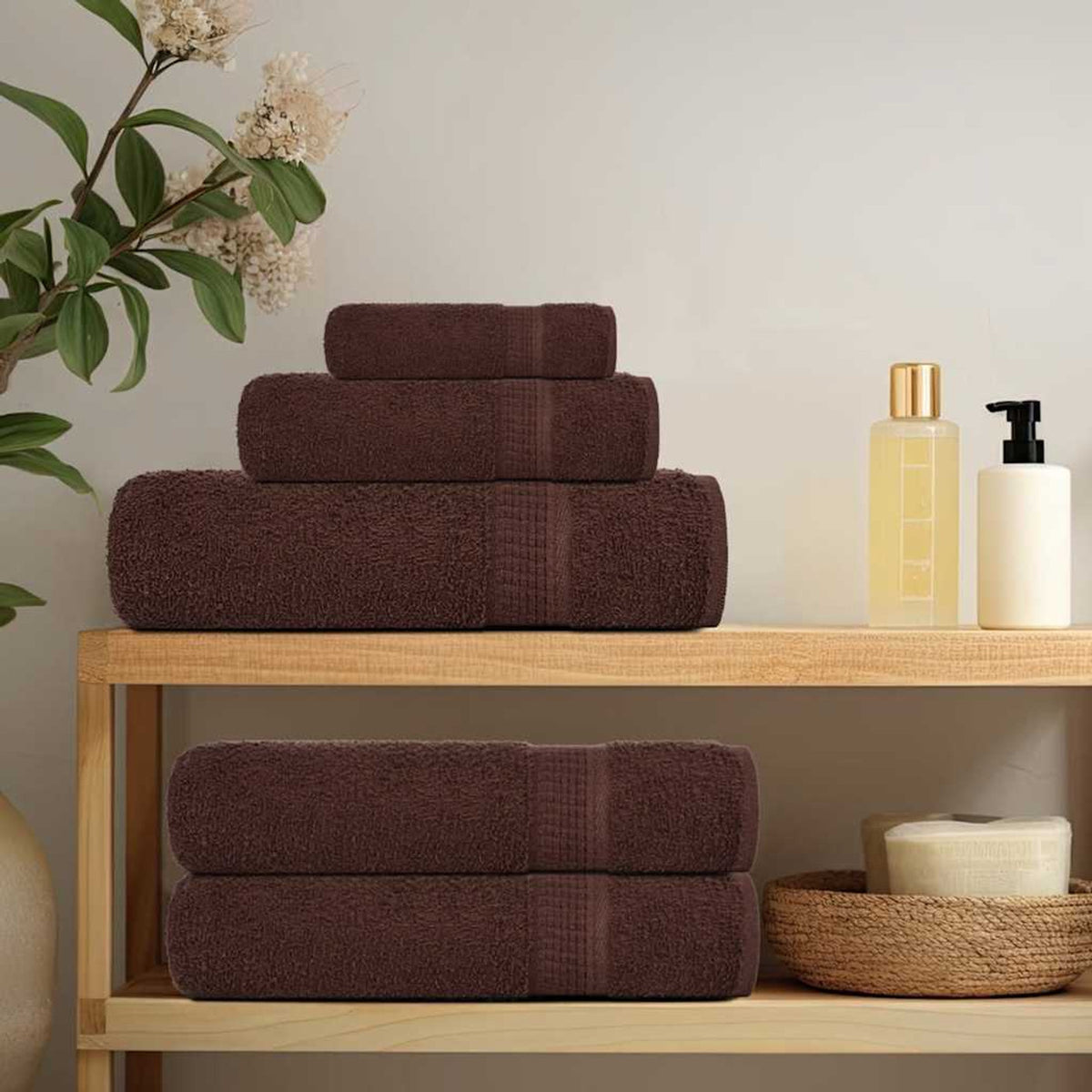 Towel Cotton Brown 50 x 30 cm Bathroom Bath Linen Home Towels 2 pcs Guest