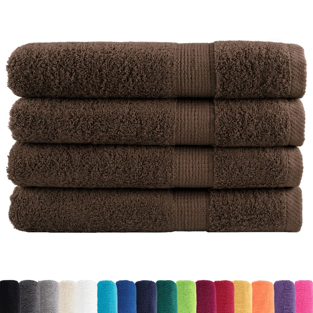 Towel Cotton Brown 200 x 100 cm Bathroom Bath Linen Home Towels 4 pcs SOLUND