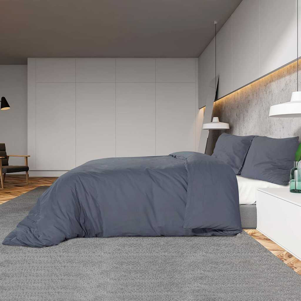 Duvet Cover Cotton Anthracite 220 x 200 cm Bedding Bed Linen Bedroom Quilt
