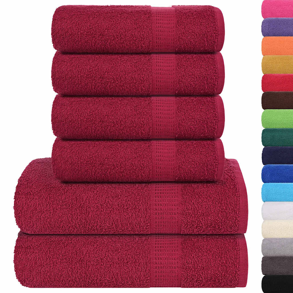Towel Cotton Bordeaux 50 x 100 cm Bathroom Bath Linen Home Bath Towels 6 Piece