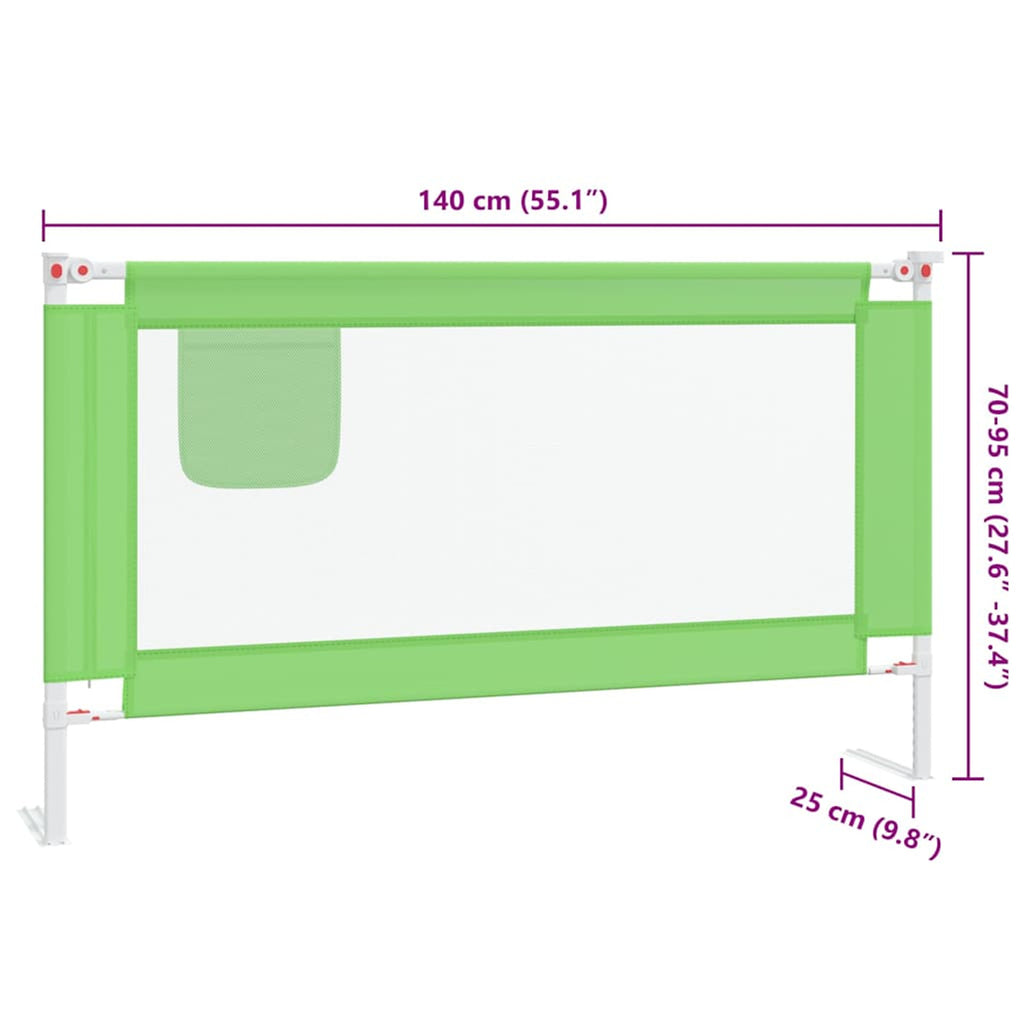 Toddler Safety Bed Rail Fabric (100% Polyester) Green 140 x 25 x 95 cm