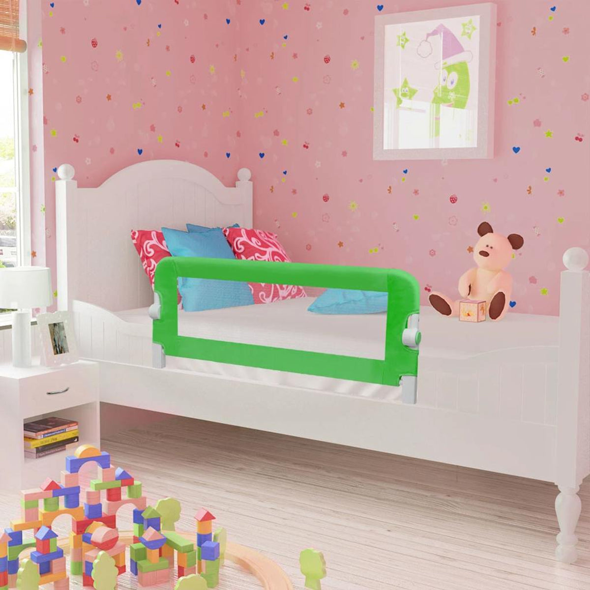 Toddler Safety Bed Rail Polyester Green 102 x 36.5 x 42 cm Child Bed Guard