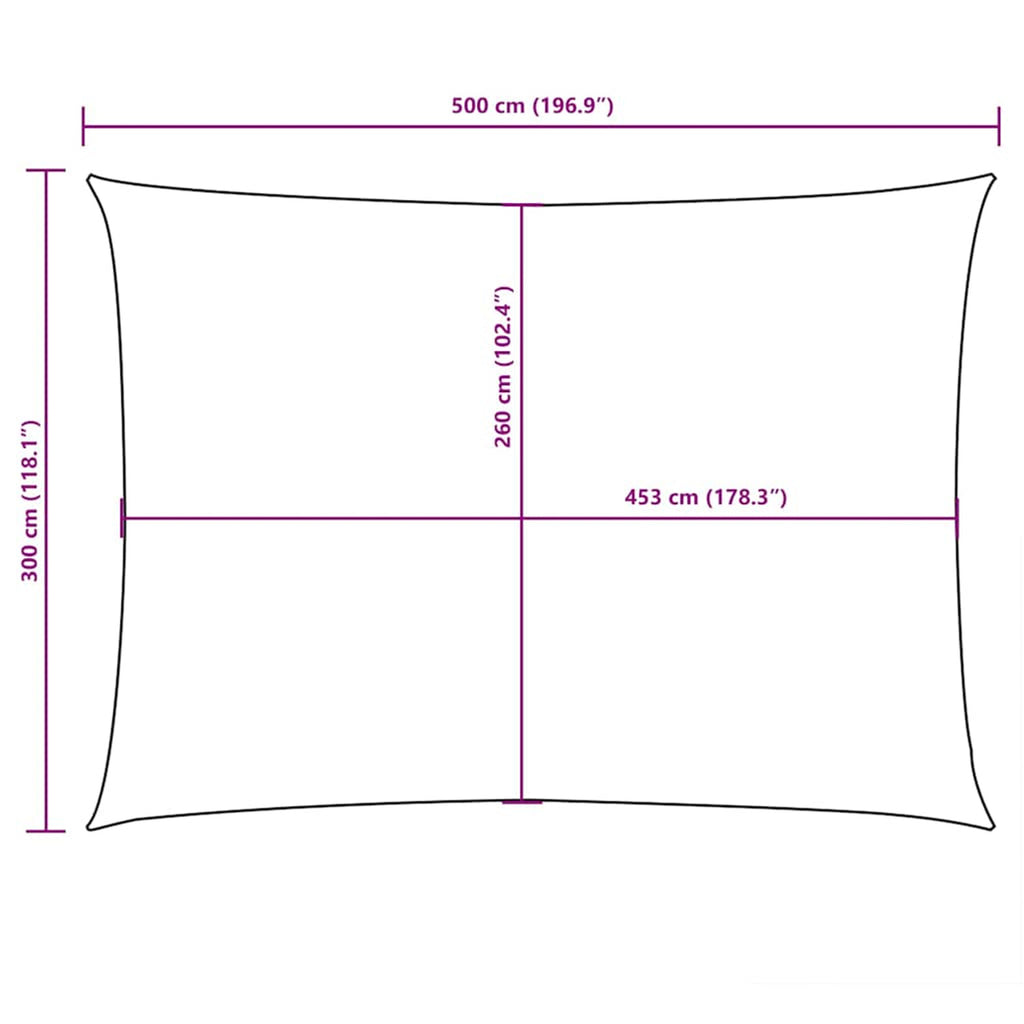 Sunshade Sail Oxford Fabric Red Water Resistant UV Resistant 300 x 500 cm