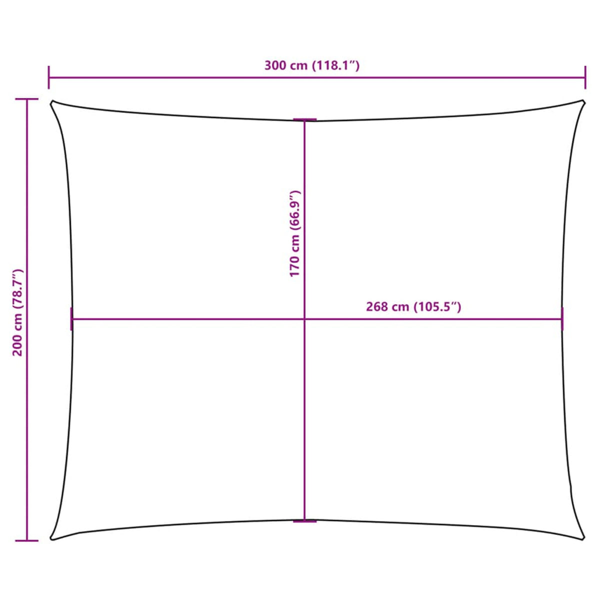 Sunshade Sail Oxford Fabric Blue Water Resistant UV Resistant 200 x 350 cm