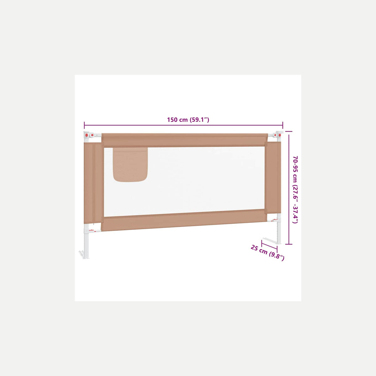 Toddler Safety Bed Rail Fabric (100% Polyester) Taupe 150 x 25 x 95 cm