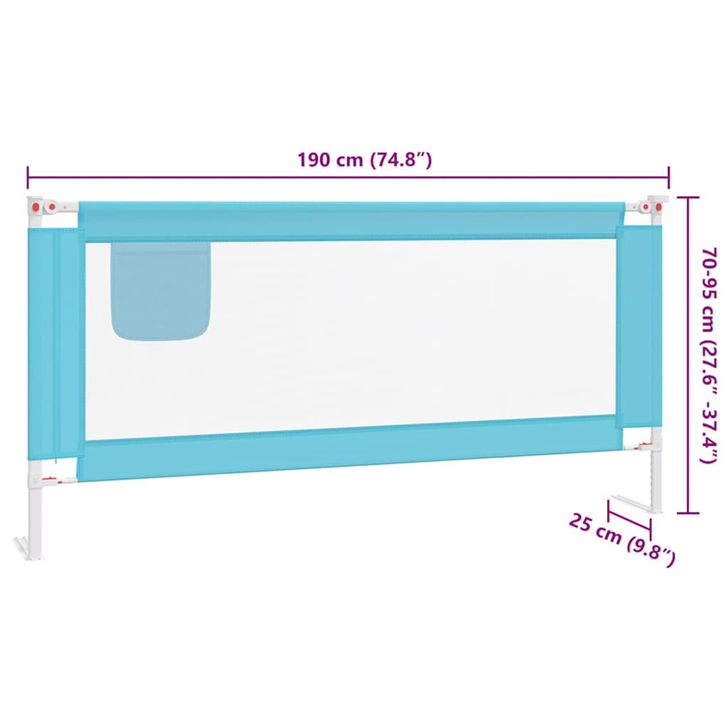 Toddler Safety Bed Rail Fabric (100% Polyester) Blue 190 x 25 x 95 cm Bedguard