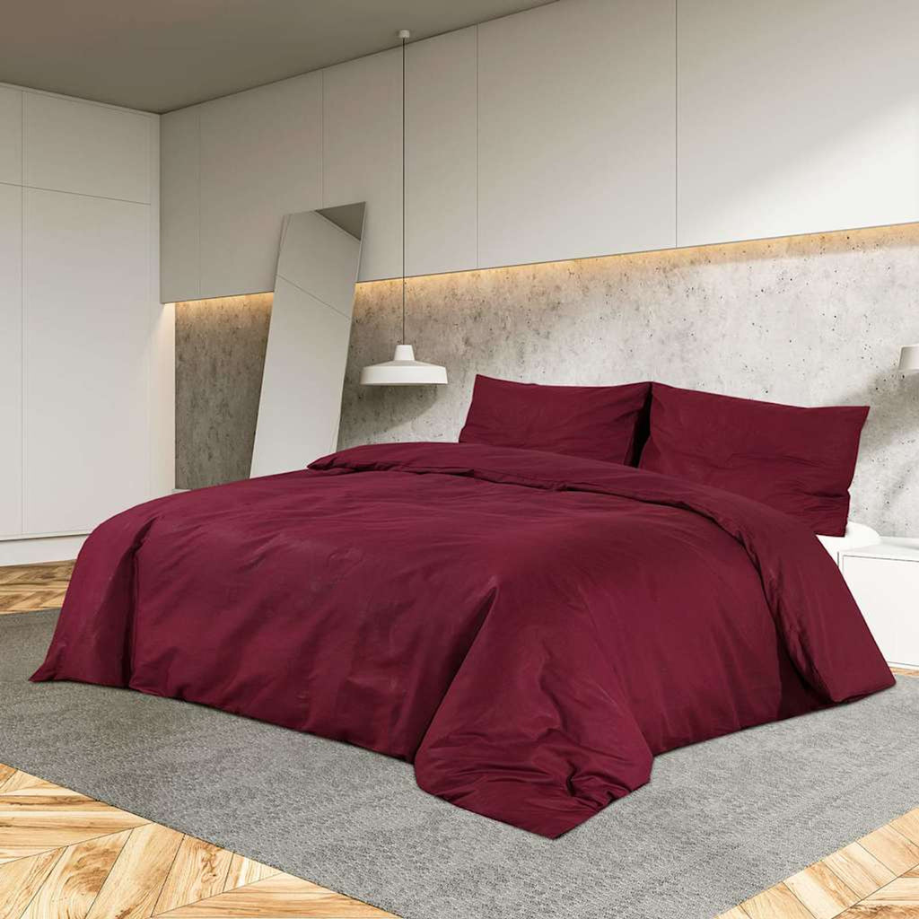 Duvet Cover Cotton Bordeaux 200 x 140 cm Bedding Bed Linen Bedroom Quilt