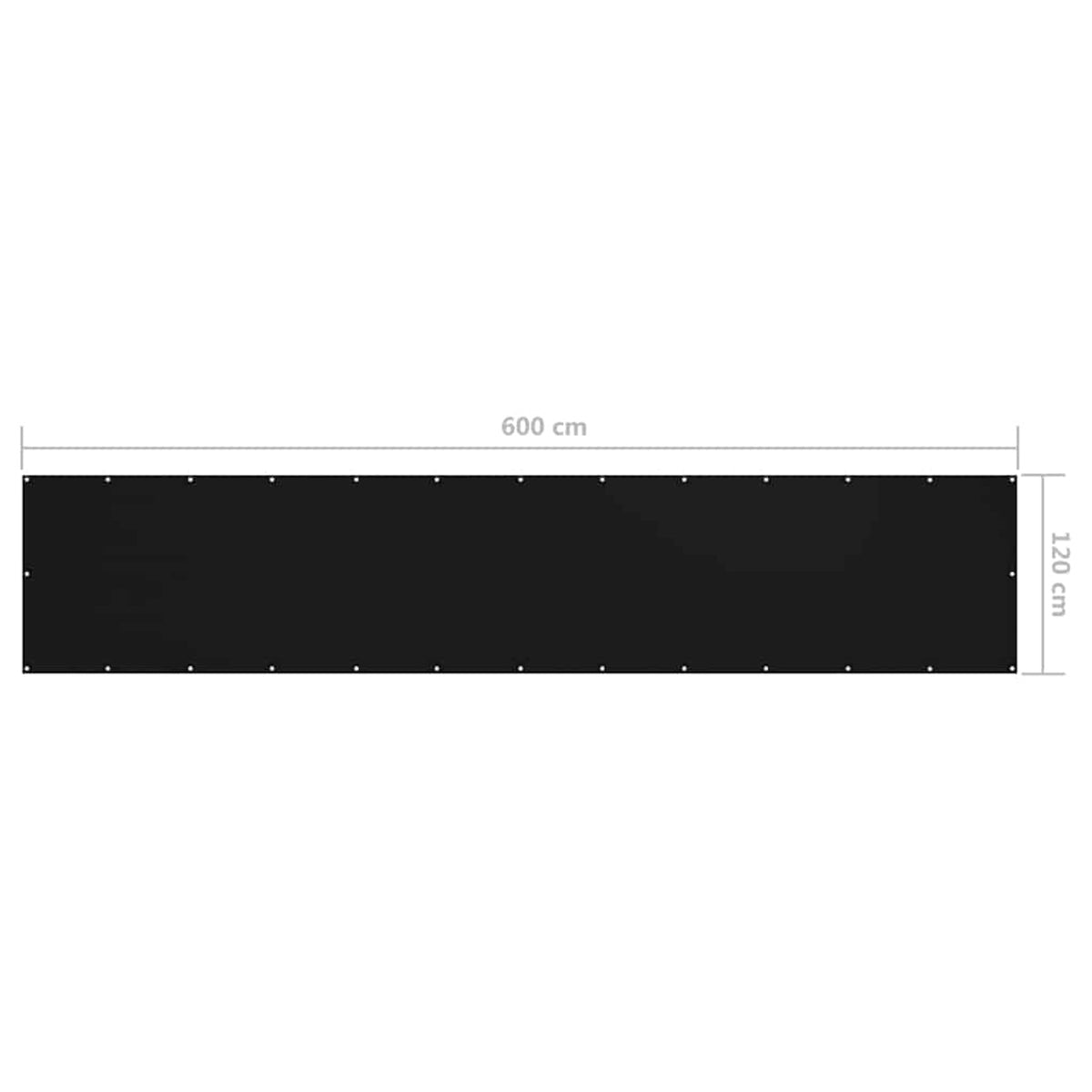 Balcony Screen Oxford Fabric Black Waterproof UV Resistant 120 x 600 cm