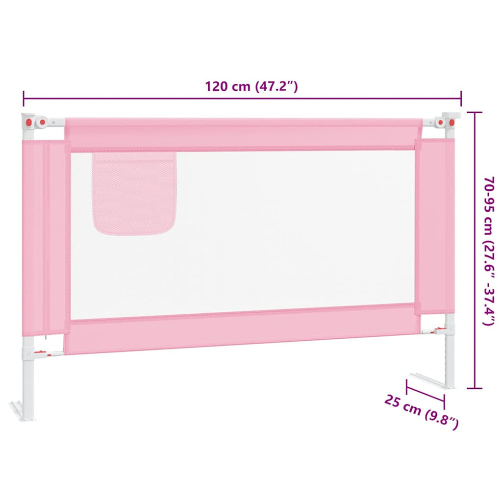 Toddler Safety Bed Rail Fabric (100% Polyester) Pink 120 x 25 x 95 cm Bedguard