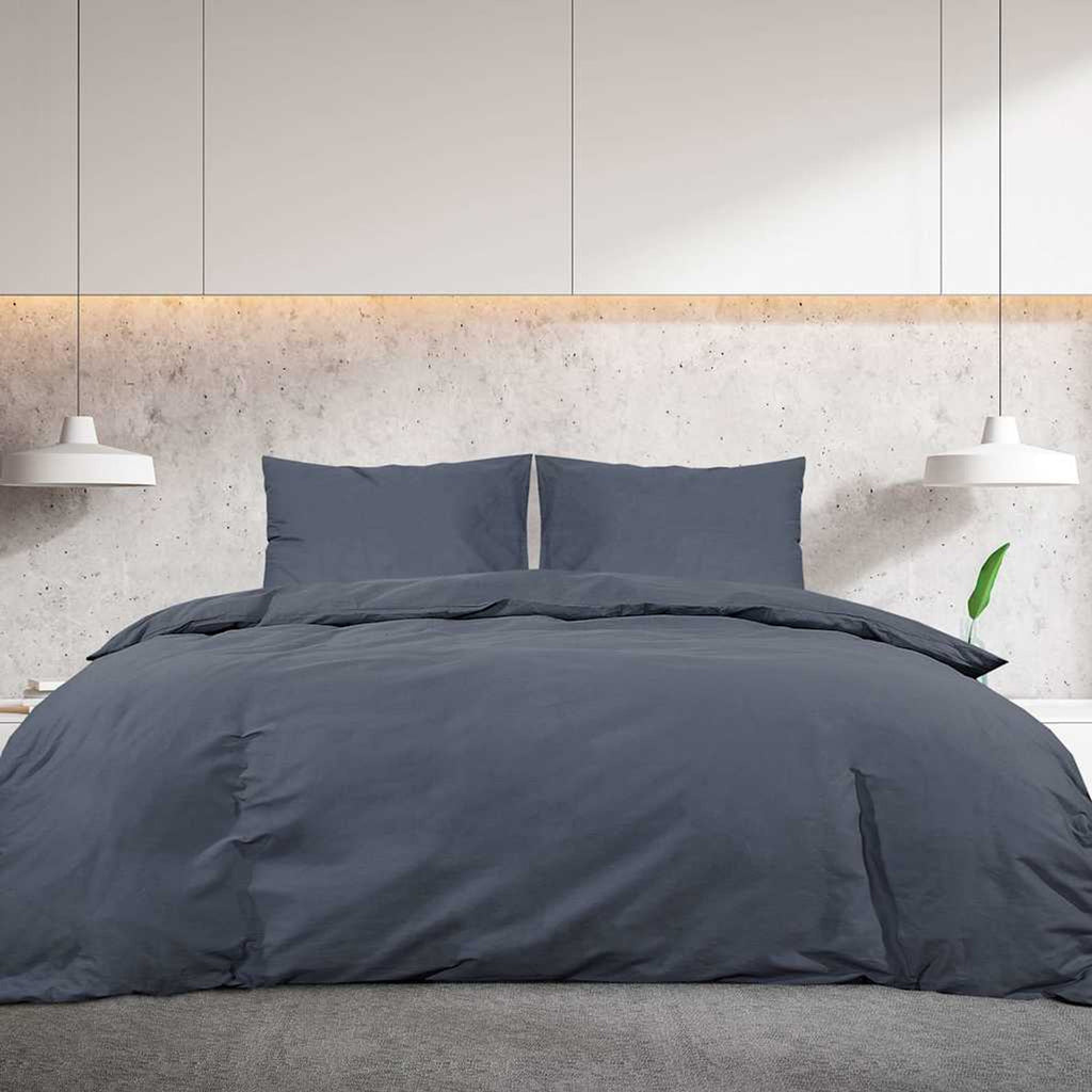 Duvet Cover Cotton Anthracite 220 x 260 cm Bedding Bed Linen Bedroom Quilt