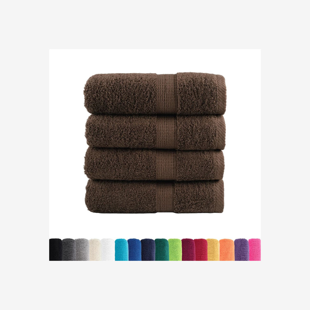 Towel Cotton Brown 50 x 30 cm Bathroom Bath Linen Home Towels 4 pcs Variant 2