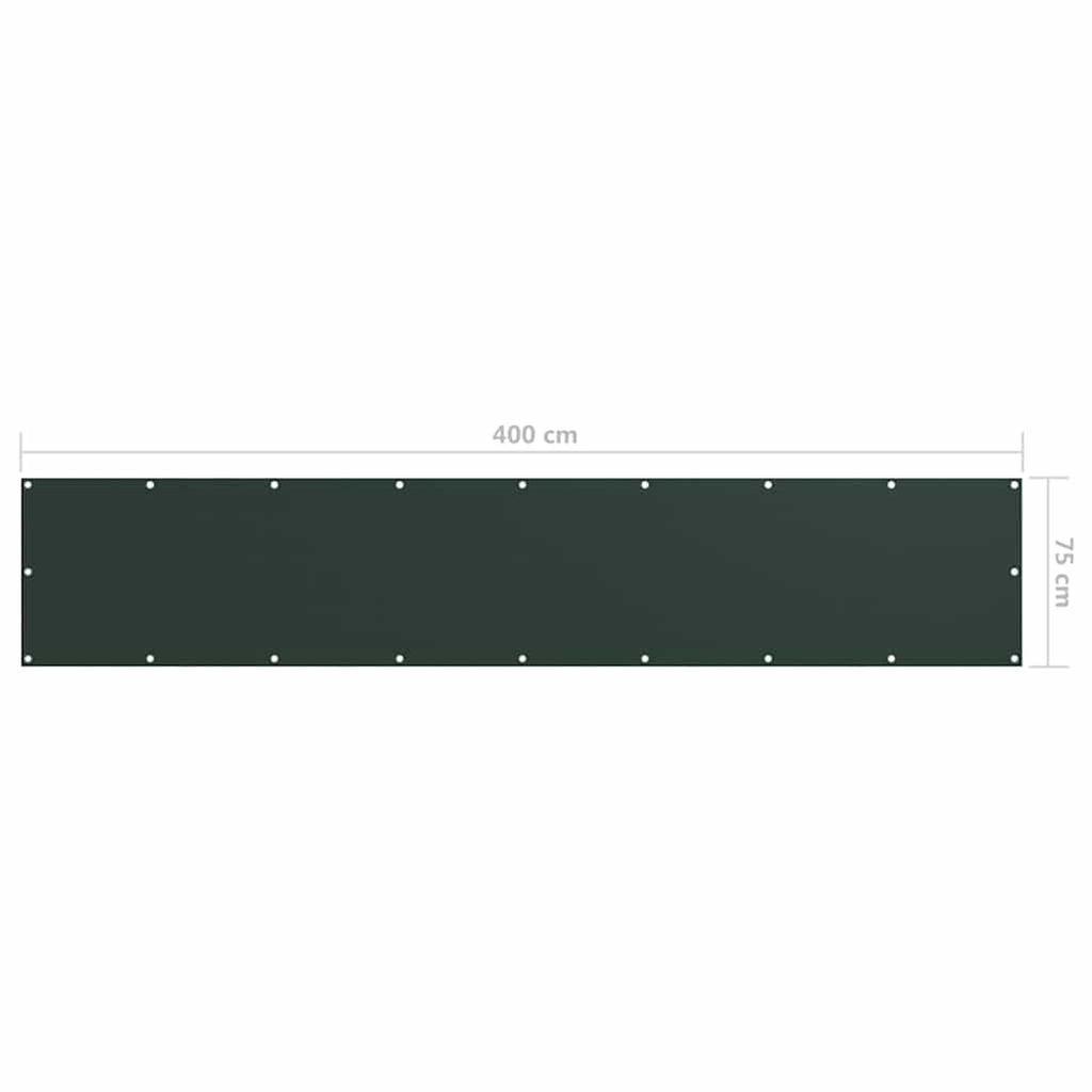 Balcony Screen Dark Oxford Fabric Dark Green Waterproof UV Resistant 75 x 400