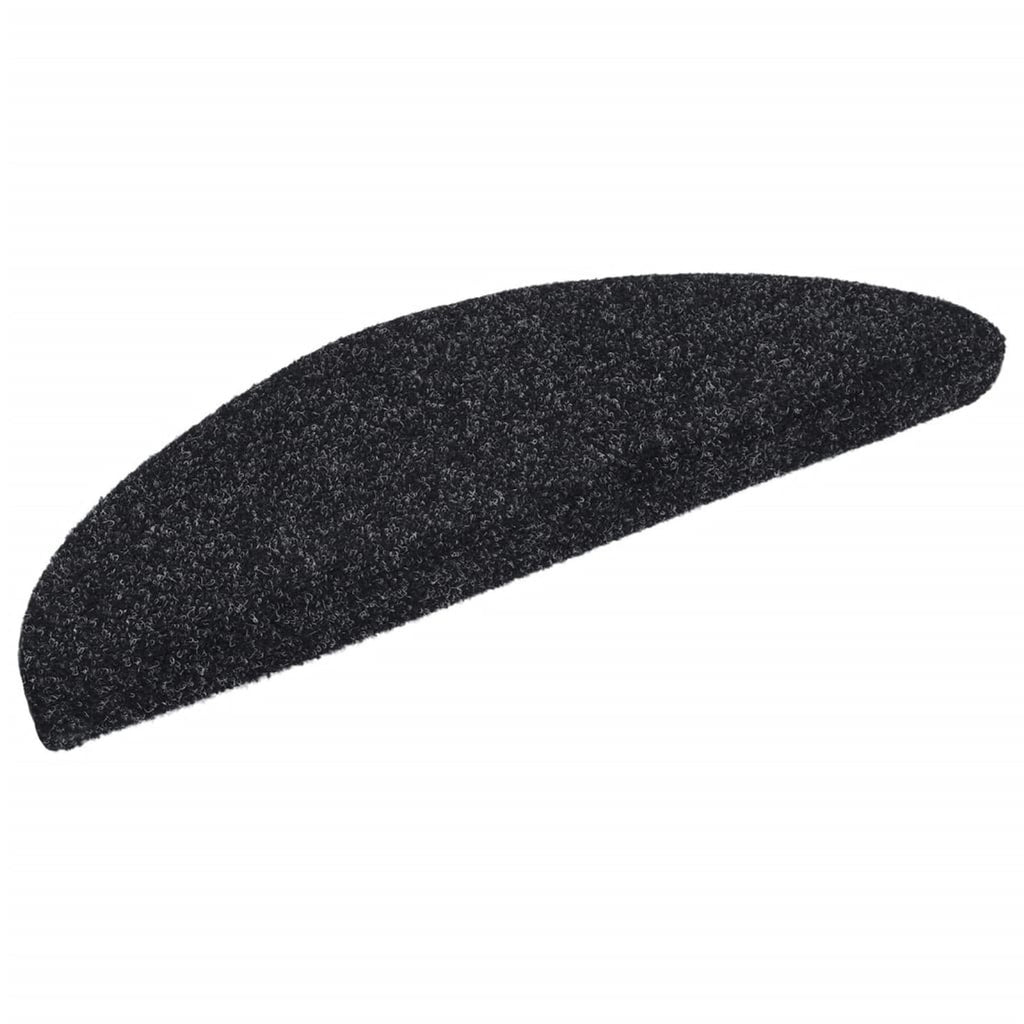 Stair Mats Self-Adhesive Half Round Needle-Punched Fabric (100% Black Floor