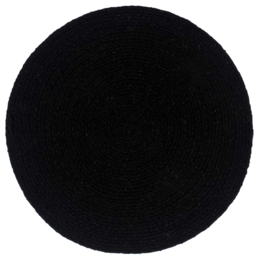 Placemats Plain Round Cotton Black Floor Mat Home Non Slip Placemat 6 pcs