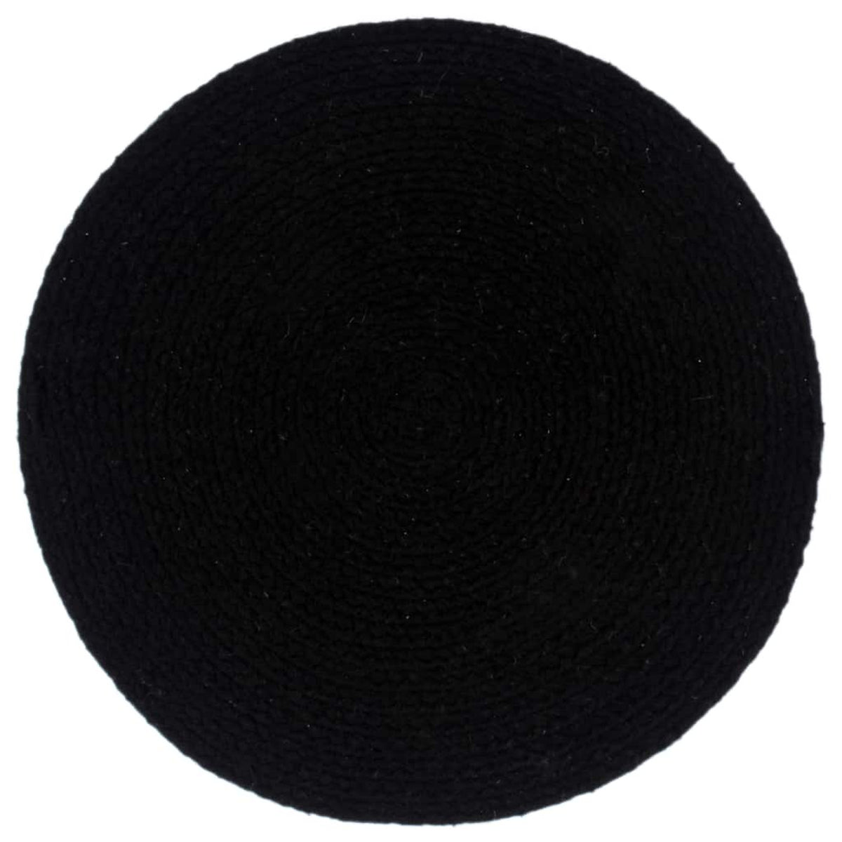Placemats Plain Round Cotton Black Floor Mat Home Non Slip Placemat 6 pcs