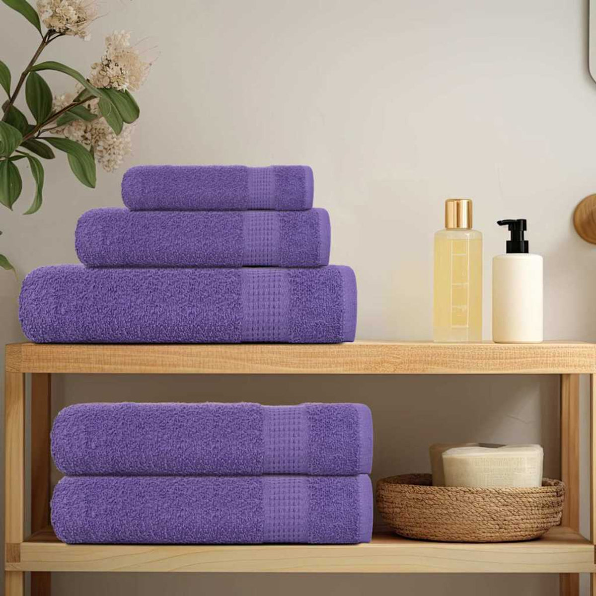 Towel Cotton Purple 15 x 21 cm Bathroom Bath Linen Home Bath Towels & Flannels