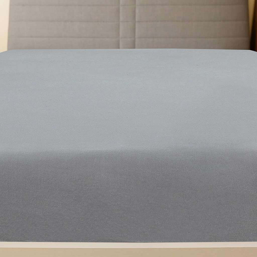 Jersey Fitted Sheet Cotton Grey 200 x 180 cm Bedroom Furniture Bedstead