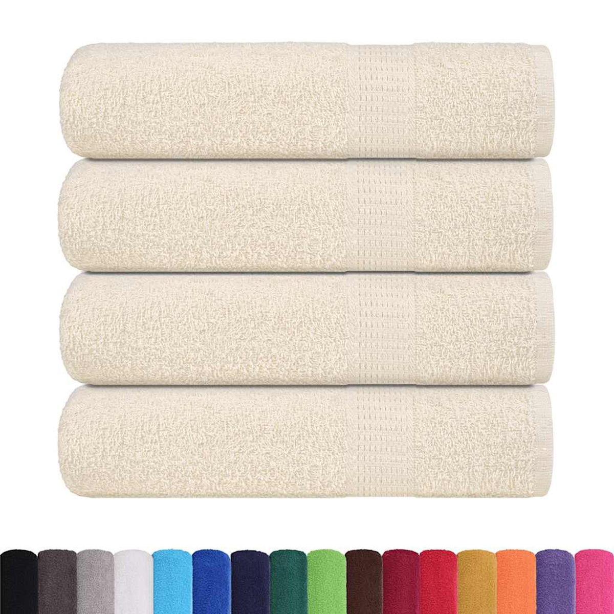 Towel Cotton Cream 140 x 70 cm Bathroom Bath Linen Home Towels 4 pcs Shower