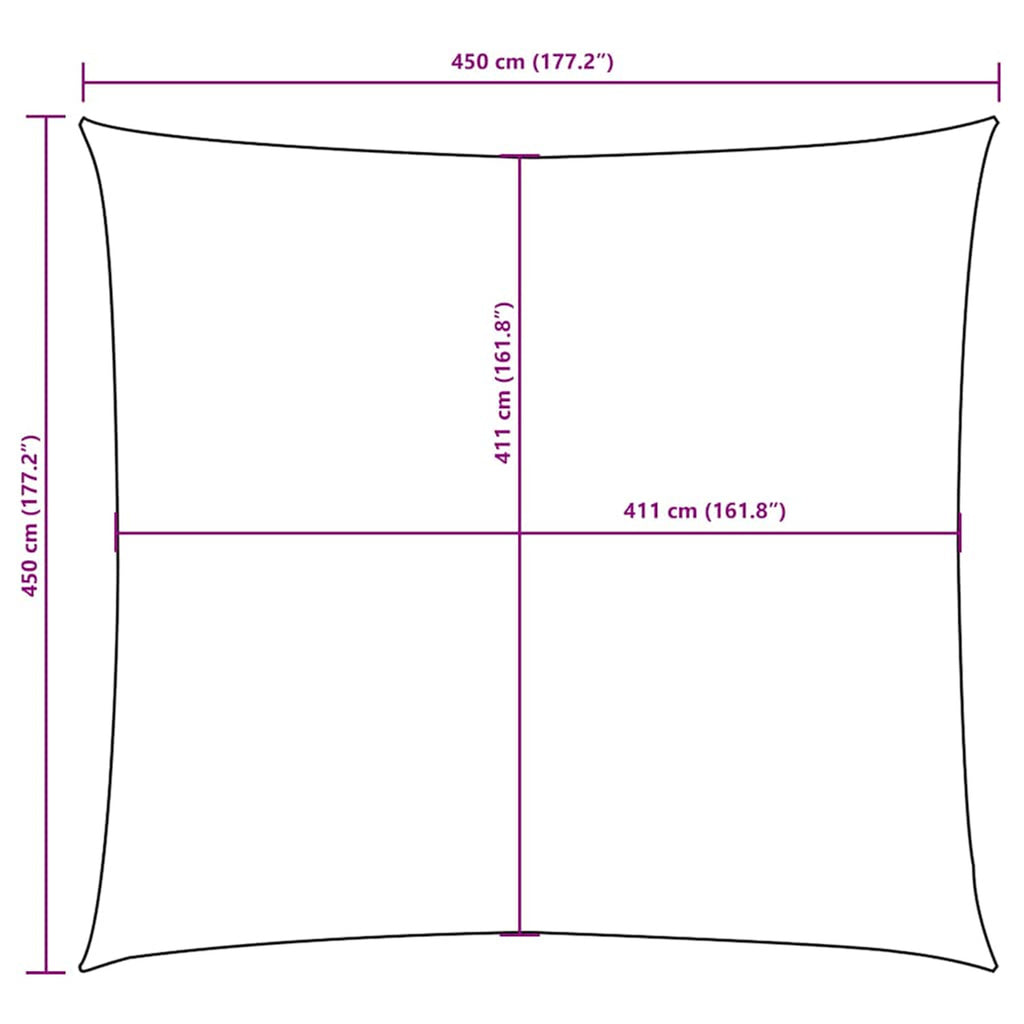 Sunshade Sail Oxford Fabric Brown Water Resistant UV Resistant 450 x 450 cm