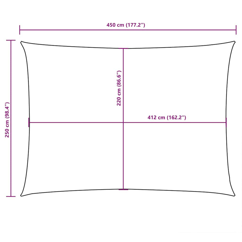 Sunshade Sail Oxford Fabric Dark Green Water Resistant UV Resistant 250 x 450
