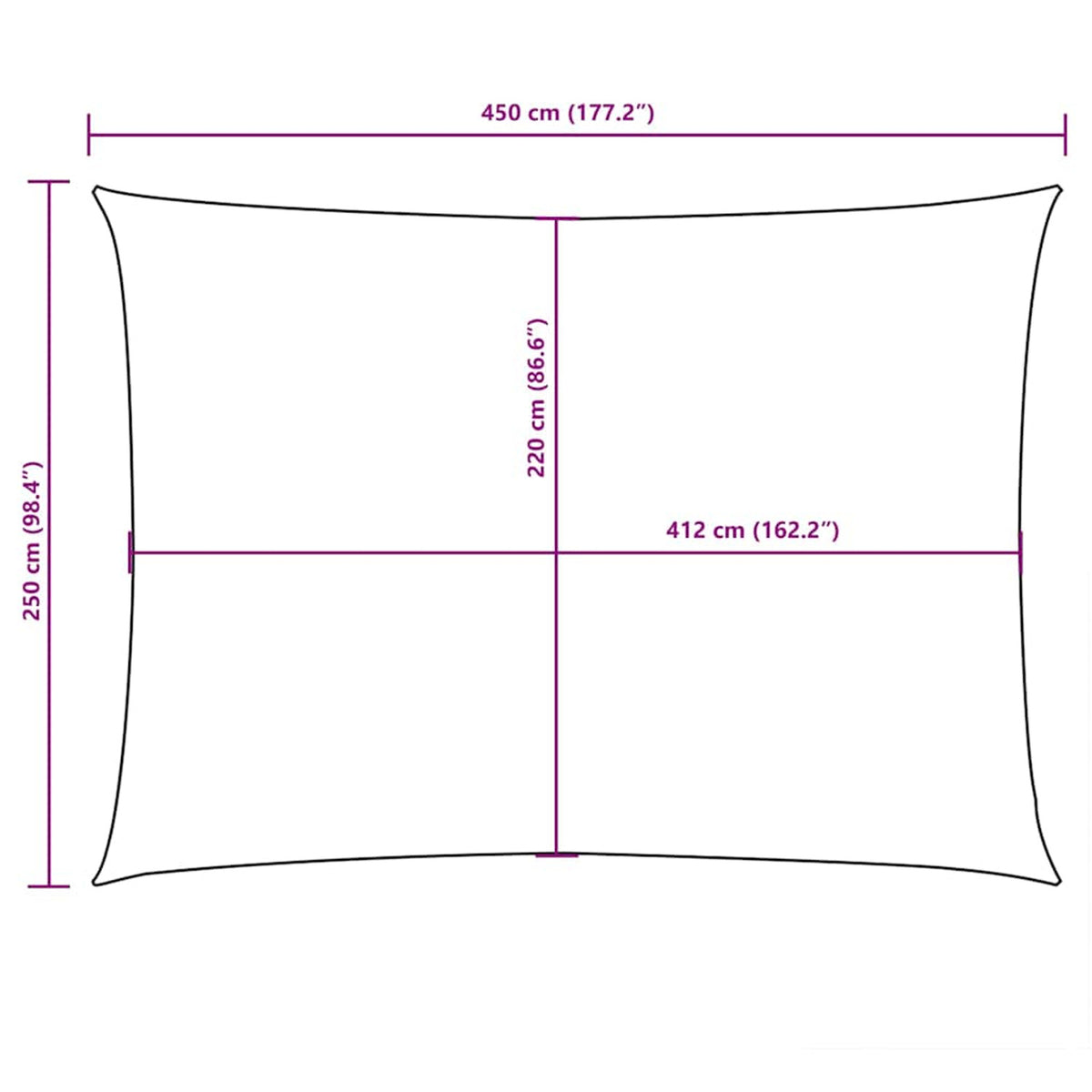 Sunshade Sail Oxford Fabric Dark Green Water Resistant UV Resistant 250 x 450