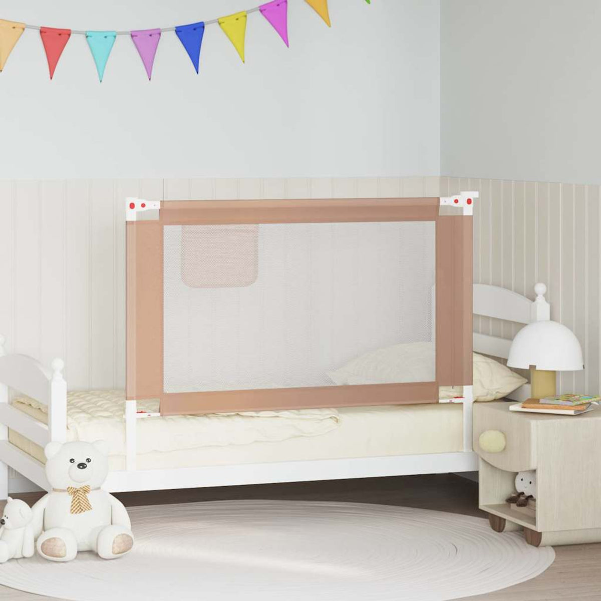 Toddler Safety Bed Rail Fabric (100% Polyester) Taupe 120 x 25 x 95 cm