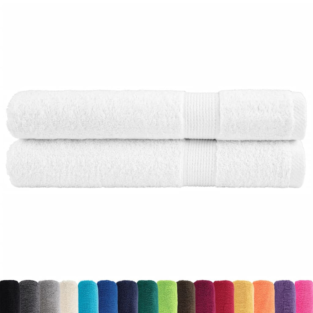 Towel Cotton White 200 x 100 cm Bathroom Bath Linen Home Towels 2 pcs SOLUND