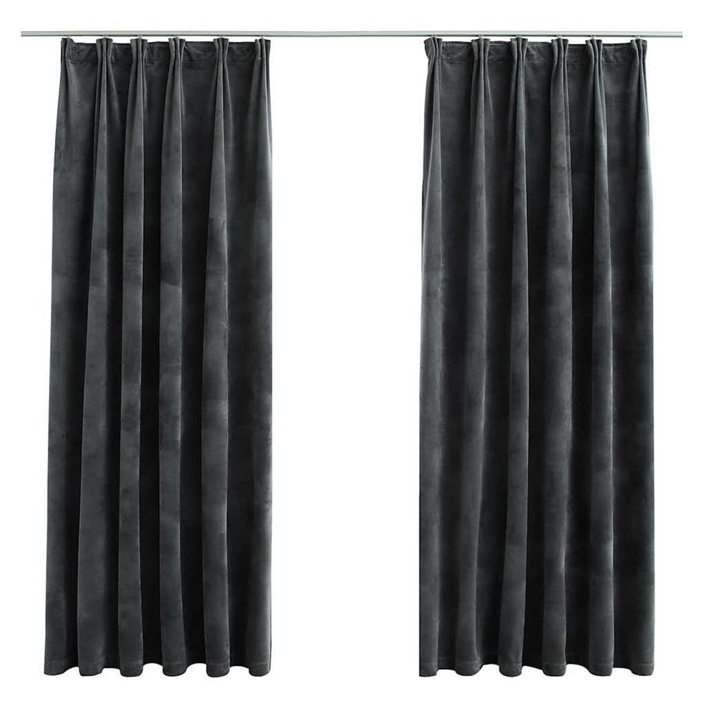 Blackout Curtain Velvet Anthracite 140 x 175 cm Window Dressing Variant 2