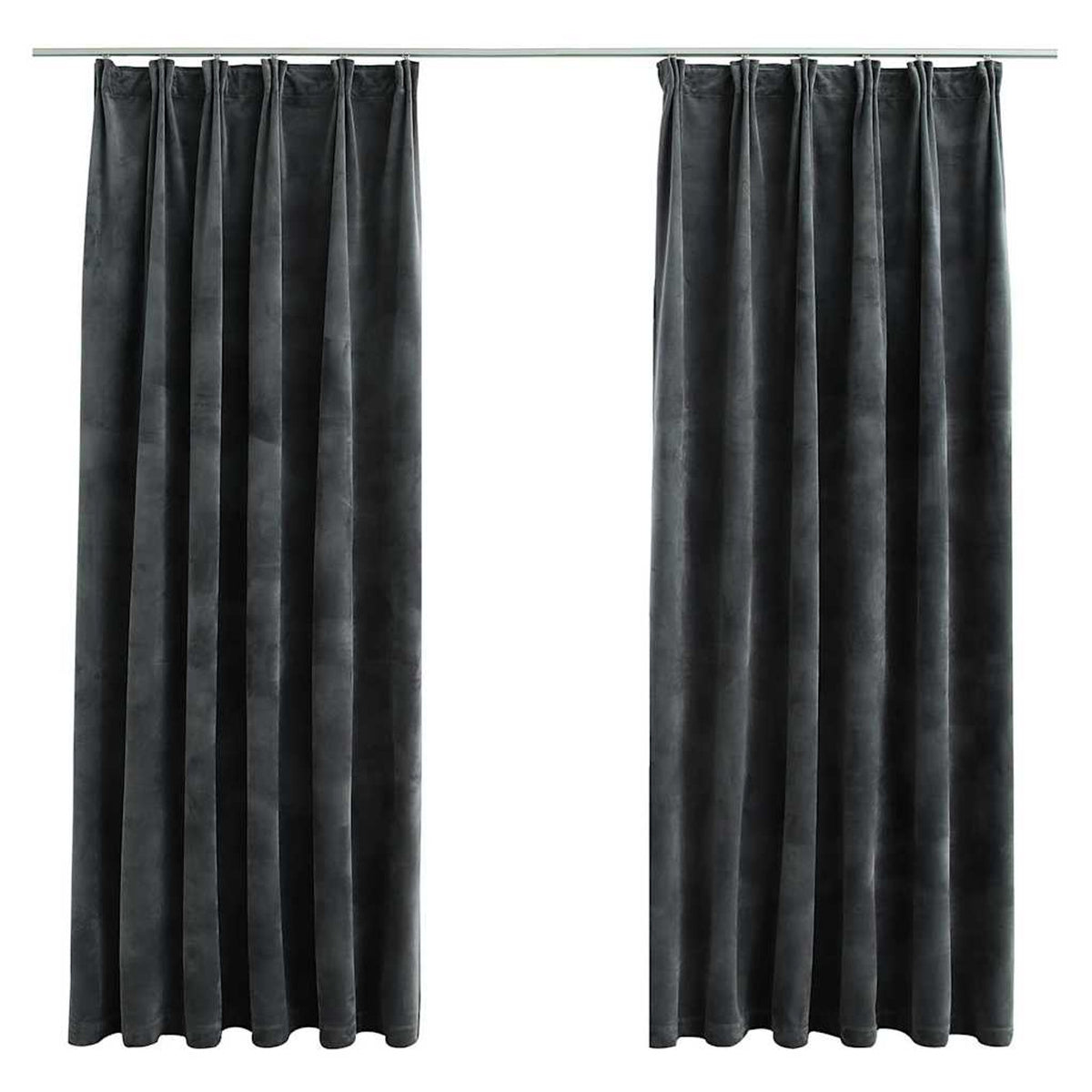 Blackout Curtain Velvet Anthracite 140 x 175 cm Window Dressing Variant 2