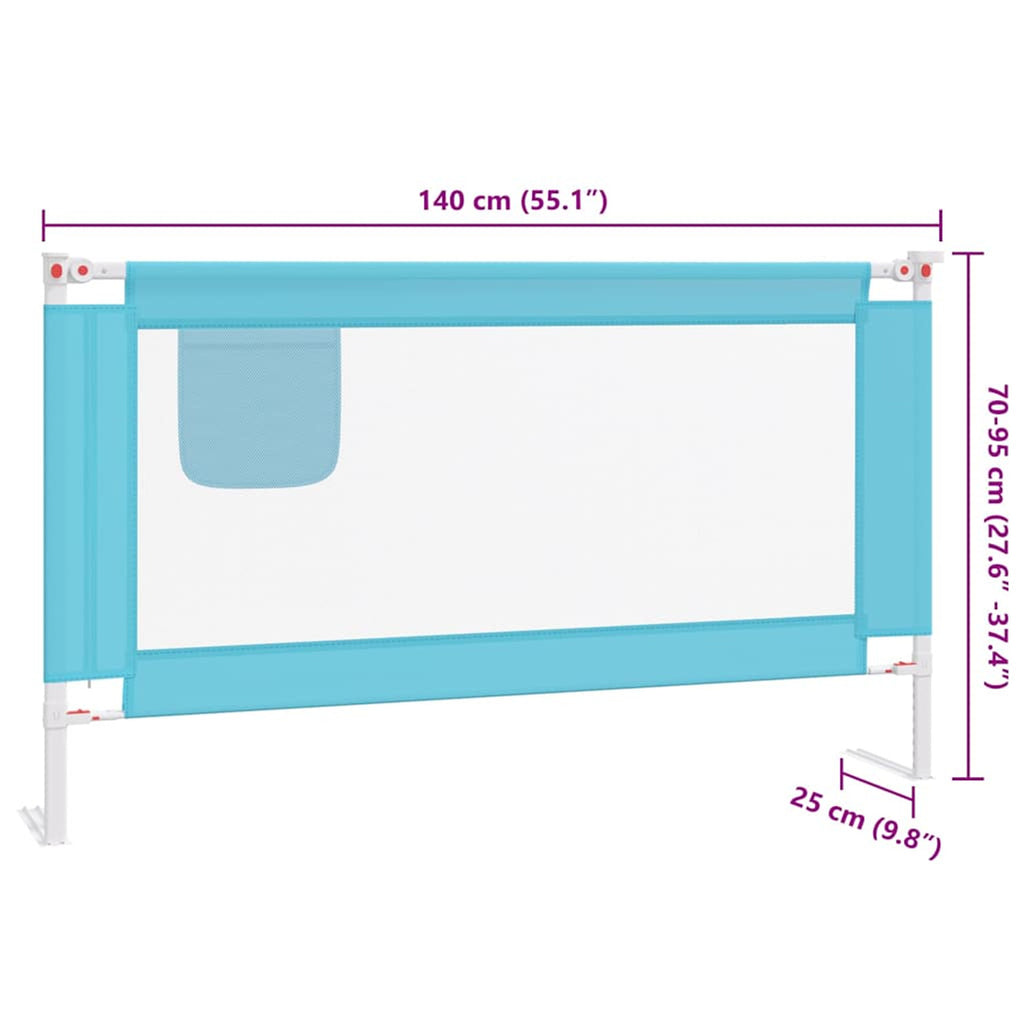 Toddler Safety Bed Rail Fabric (100% Polyester) Blue 140 x 25 x 95 cm Bedguard