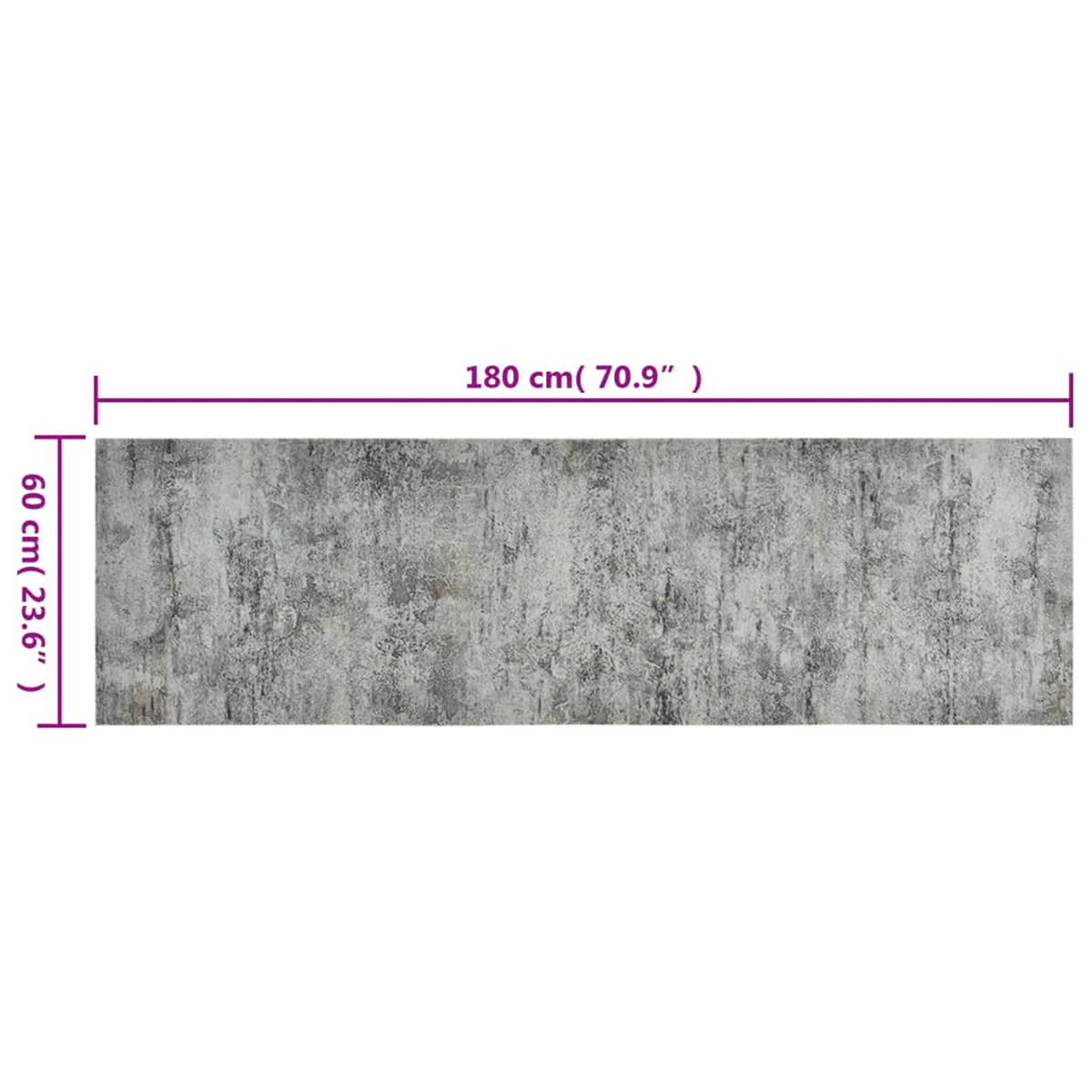 Rug Velvet (100% Polyamide) Grey 180 x 60 x 0.5 cm Floor Mat Home Variant 4
