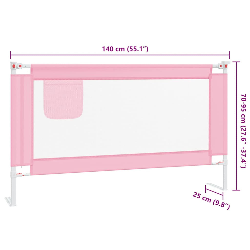 Toddler Safety Bed Rail Fabric (100% Polyester) Pink 140 x 25 x 95 cm Bedguard