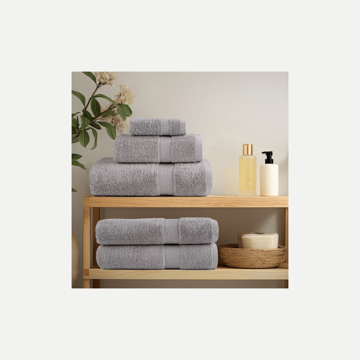 Towel Cotton Grey 150 x 100 cm Bathroom Bath Linen Home Towels 4 pcs Variant 2