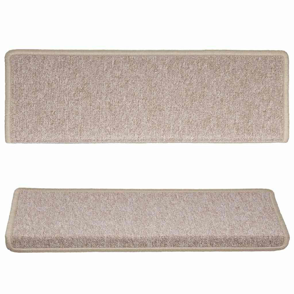 Stair Mats Rectangular Edge Needle-Punched Fabric (100% Taupe 65 x 21 x 4 cm