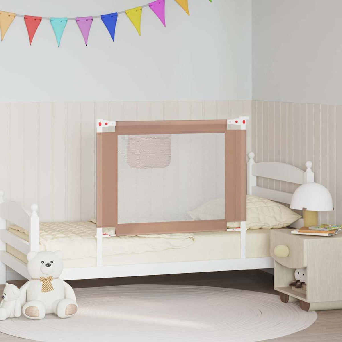 Toddler Safety Bed Rail Fabric (100% Polyester) Taupe 90 x 25 x 95 cm Bedguard