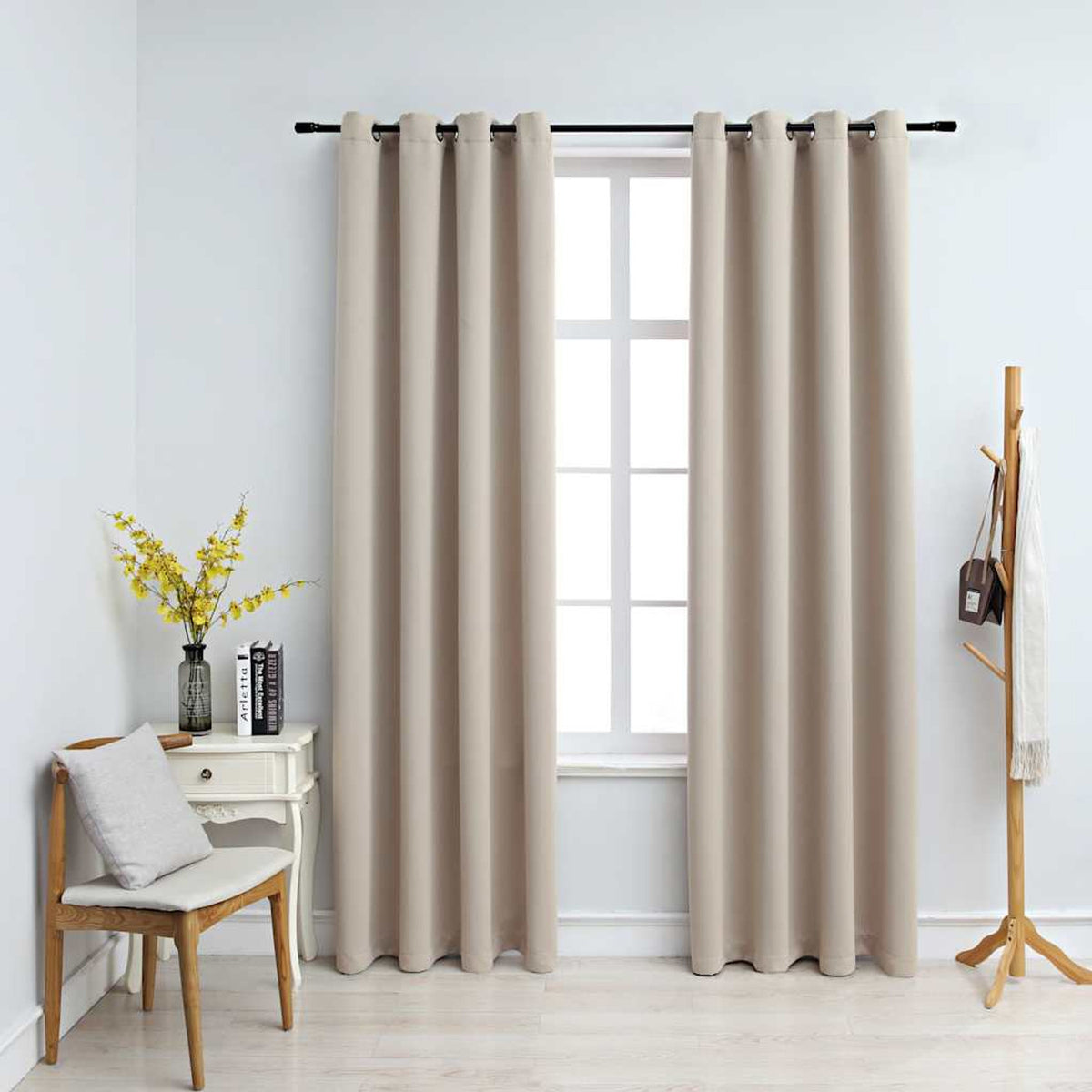 Blackout Curtain Polyester Beige 140 x 245 cm Window Dressing Home Furnishings