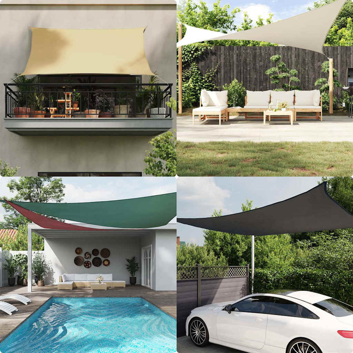 Sunshade Sail Oxford Fabric Cream Water Resistant UV Resistant Variant 14