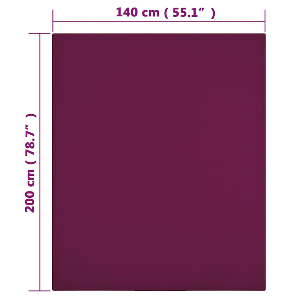 Jersey Fitted Sheet Bordeaux Cotton 200 x 140 cm Bedroom Furniture Bedstead
