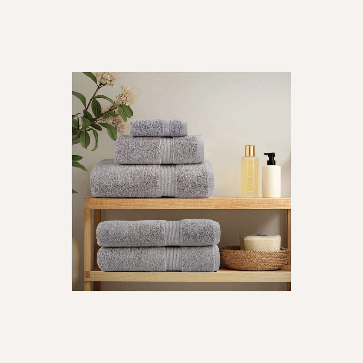 Towel Cotton Grey 50 x 30 cm Bathroom Bath Linen Home Towels 2 pcs Variant 2