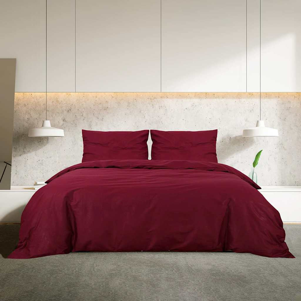 Duvet Cover Cotton Bordeaux 220 x 260 cm Bedding Bed Linen Bedroom Quilt