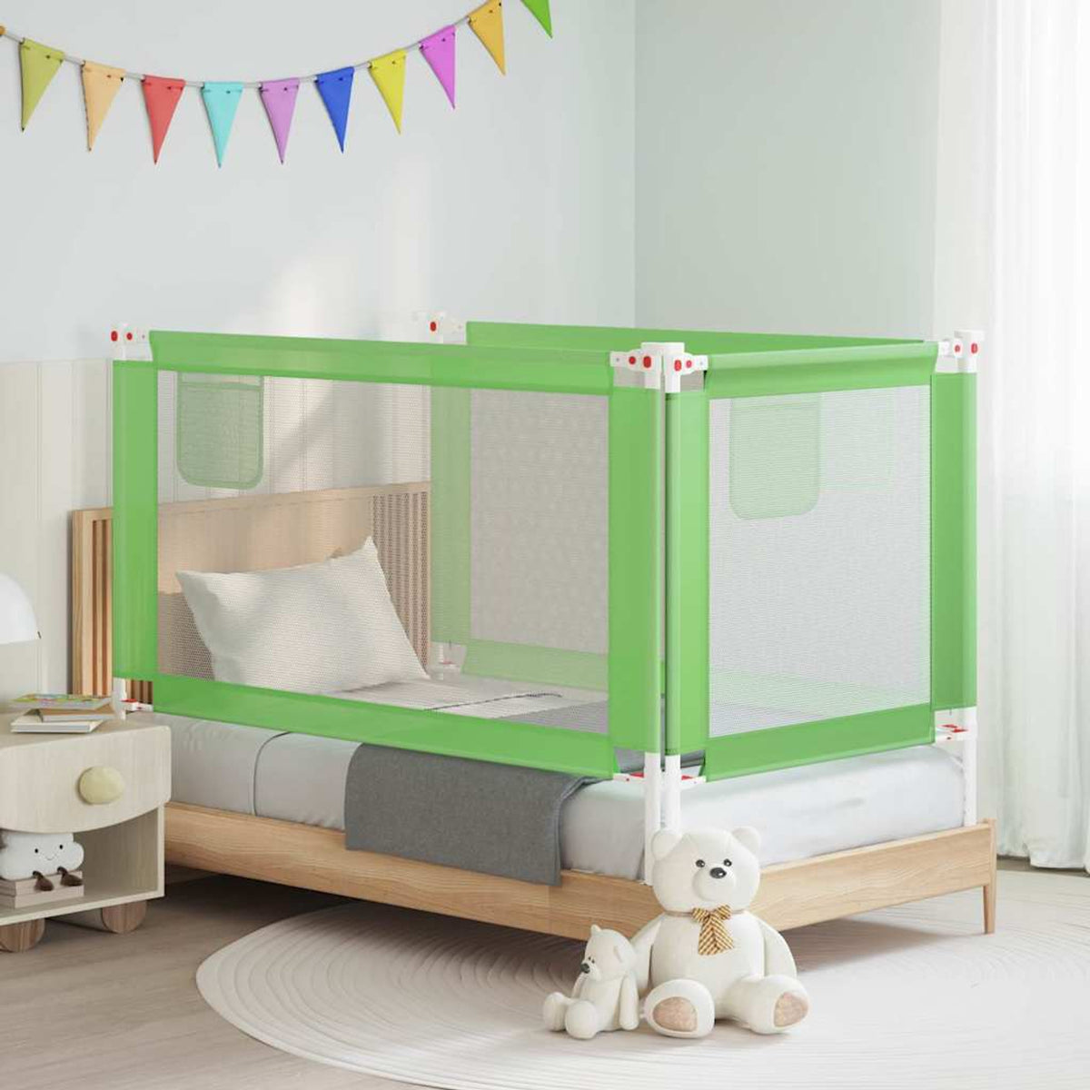 Toddler Safety Bed Rail Fabric (100% Polyester) Green 150 x 25 x 95 cm