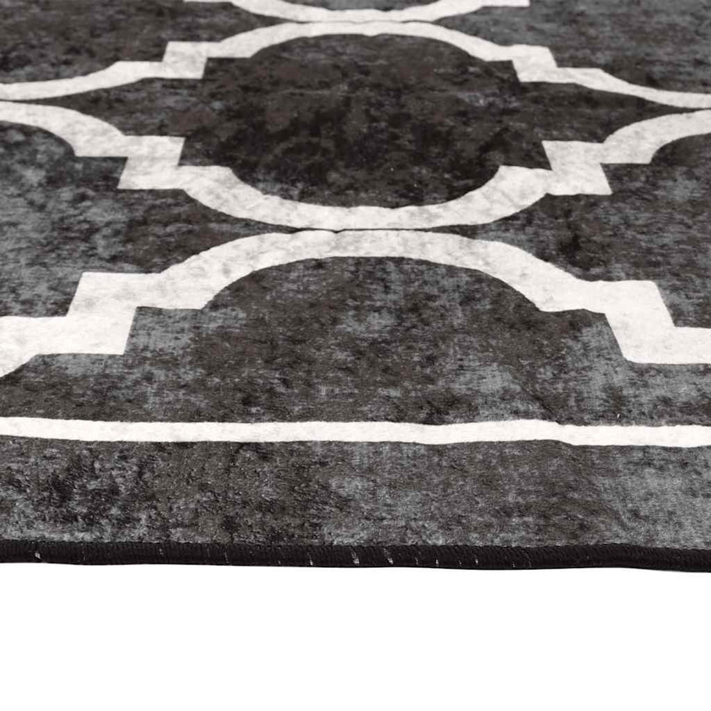 Rug Polyester Black 160 x 0.4 x 230 cm Floor Mat Home Decor Floor Covering