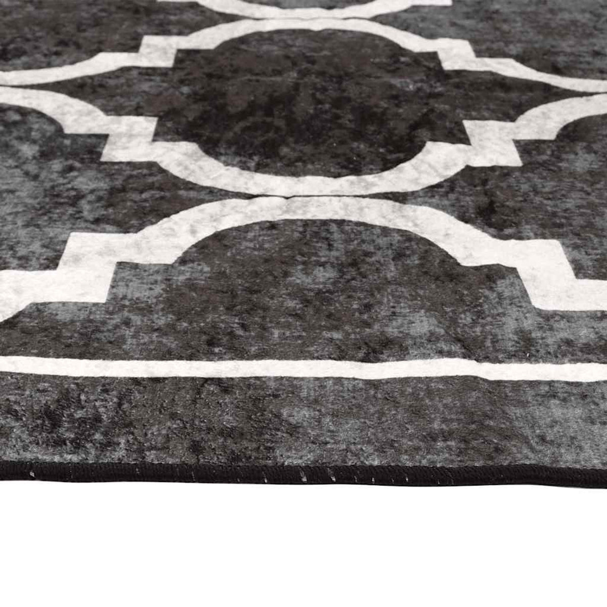 Rug Polyester Black 160 x 0.4 x 230 cm Floor Mat Home Decor Floor Covering