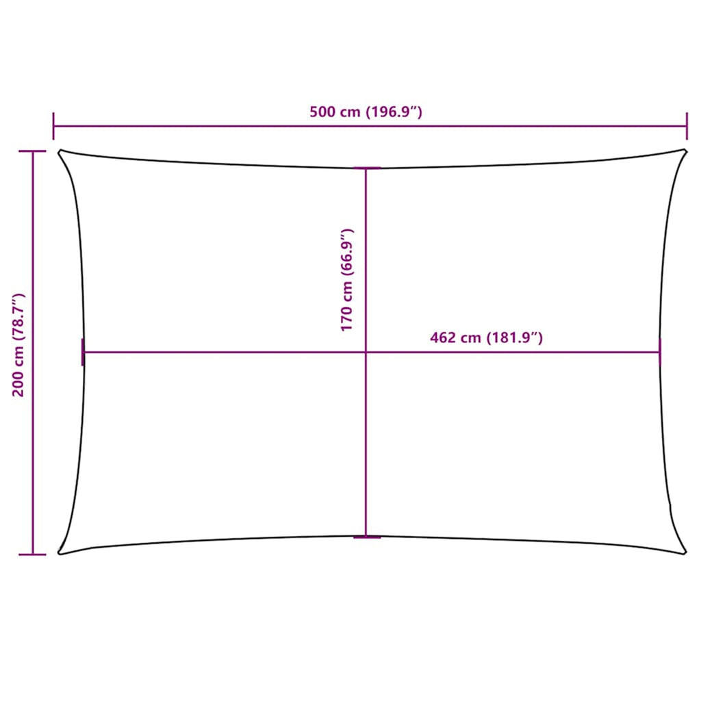 Sunshade Sail Oxford Fabric Dark Green Water Resistant UV Resistant 200 x 500