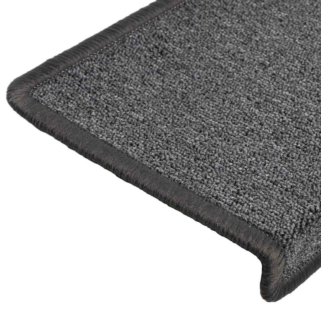Stair Mats Dark Rectangular Edge Needle-Punched Fabric (100% Dark Grey 15 pcs